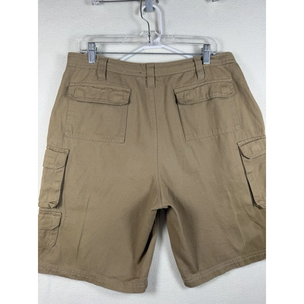 Rugged Wear Mens Khaki Cotton Cargo Shorts Size 34 Tan Utility Hiking 16000MEN